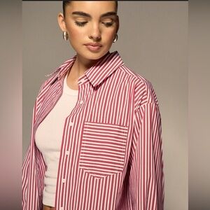 Ivanka Trump Red Striped Button-Down Shirt